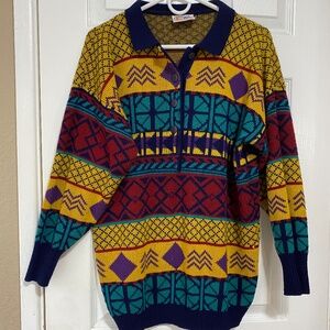 Vintage Snap Oversized Multi Color Print Size S Women’s Cardigan